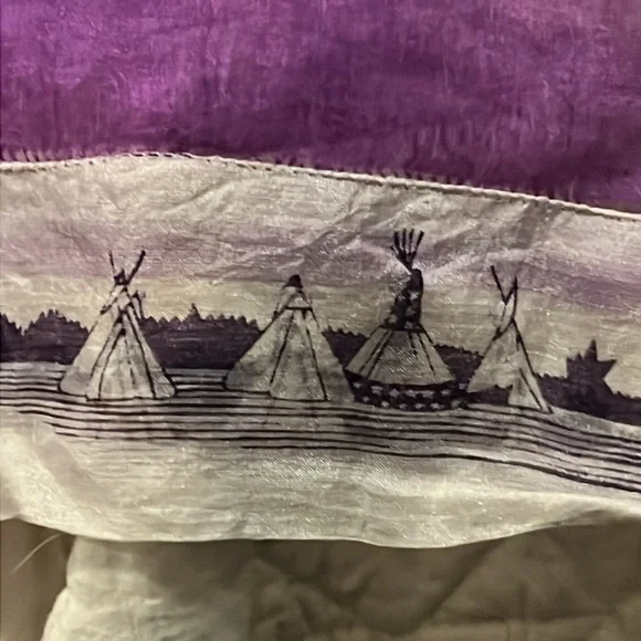 OOAK Antique Ellensburg Washington Rodeo tee pee cowboy silk scarf handmade
